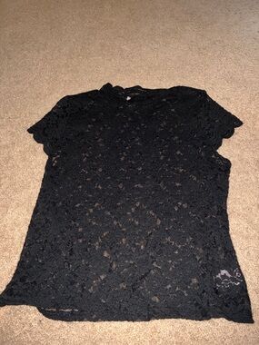 Black Lace Short Sleeve Top